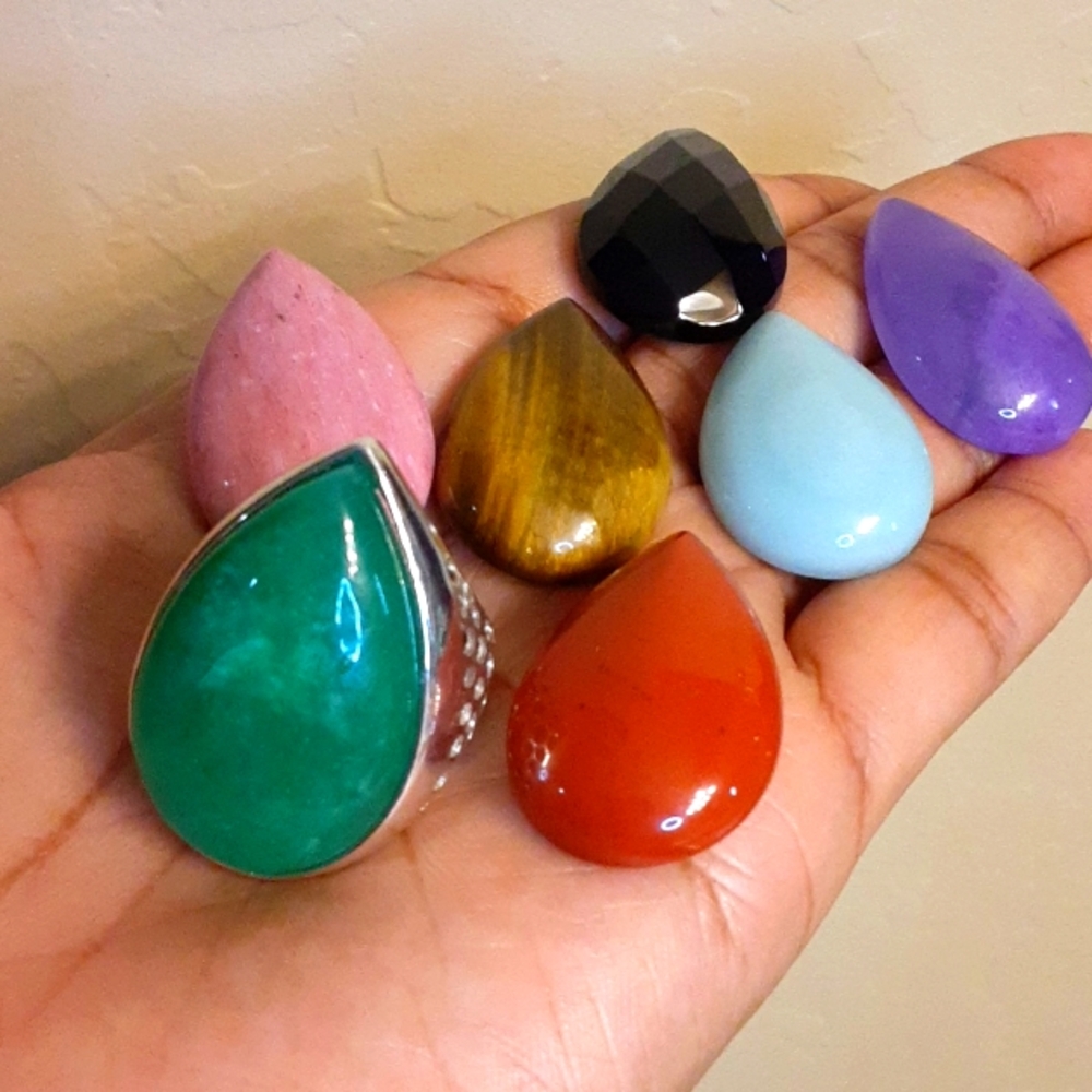 ❤SOLD❤925 Interchangeable magnetic Genuine Gemstones Ring. - Picture 1 of 17